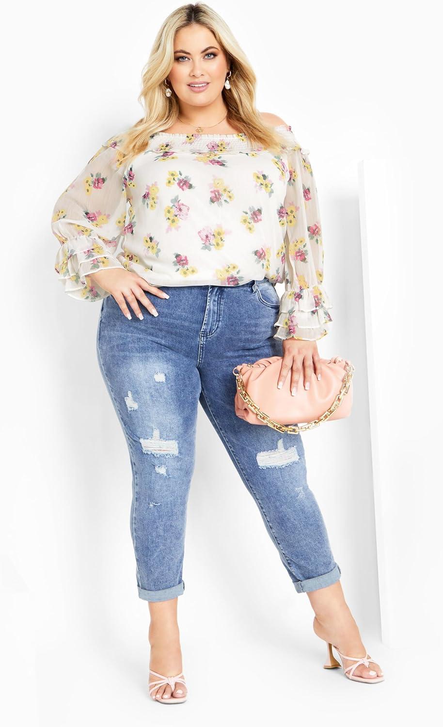 image:imageCity Chic Womens Plus Size Anais TopIvory Melanie Ditsy