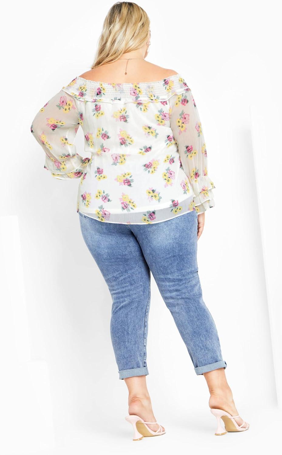 image:imageCity Chic Womens Plus Size Anais TopIvory Melanie Ditsy