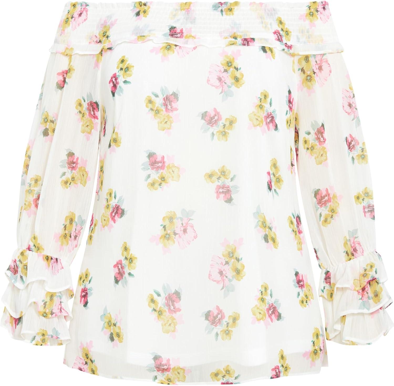 image:imageCity Chic Womens Plus Size Anais TopIvory Melanie Ditsy