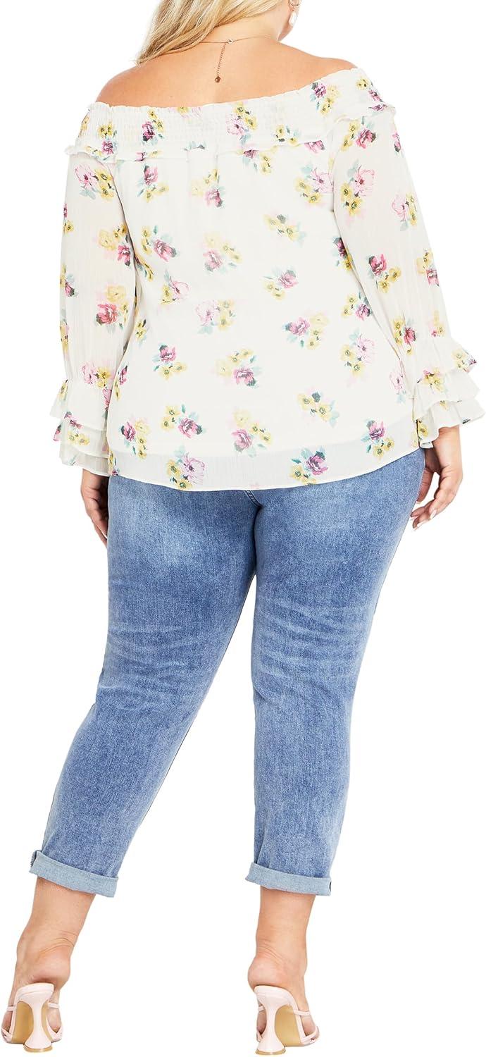 image:imageCity Chic Womens Plus Size Anais TopIvory Melanie Ditsy