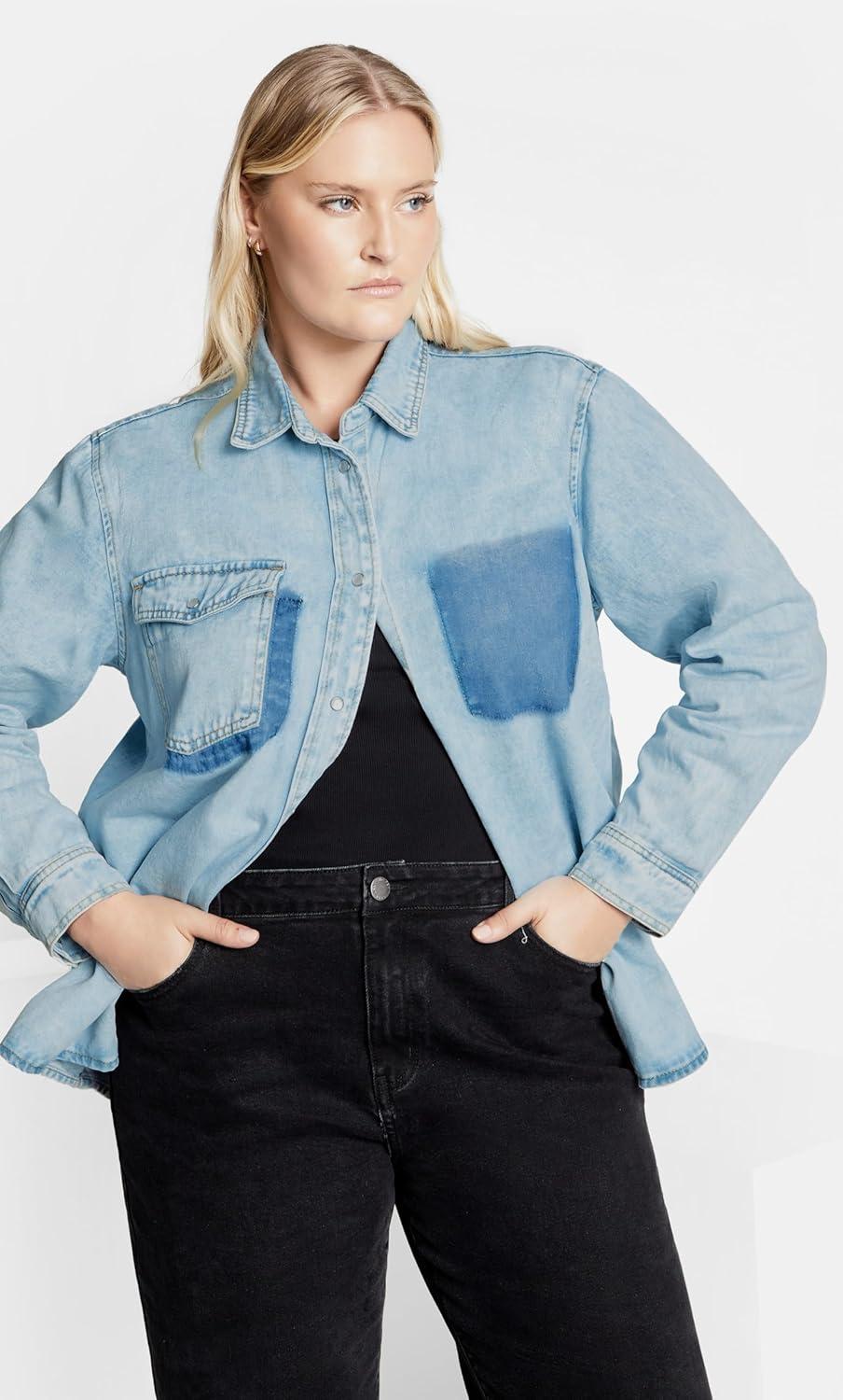 image:imageCity Chic Womens Plus Size Denim Ivy ShirtDenim Light