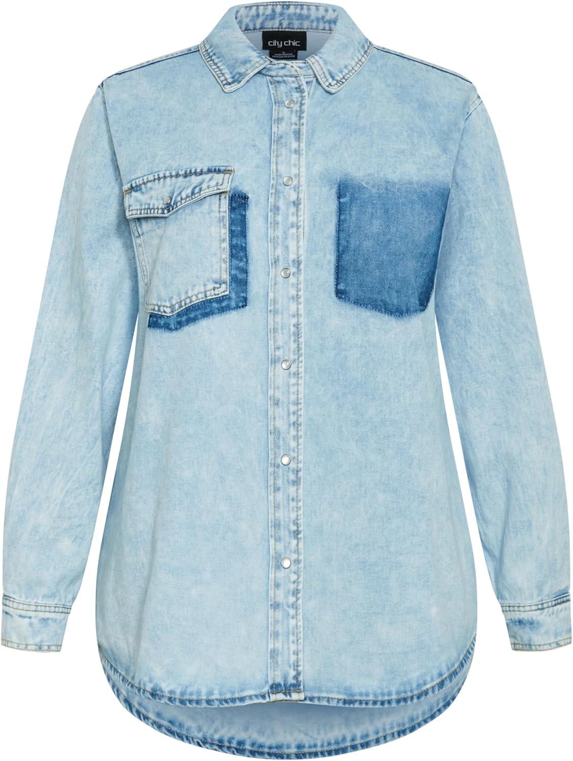 image:imageCity Chic Womens Plus Size Denim Ivy ShirtDenim Light