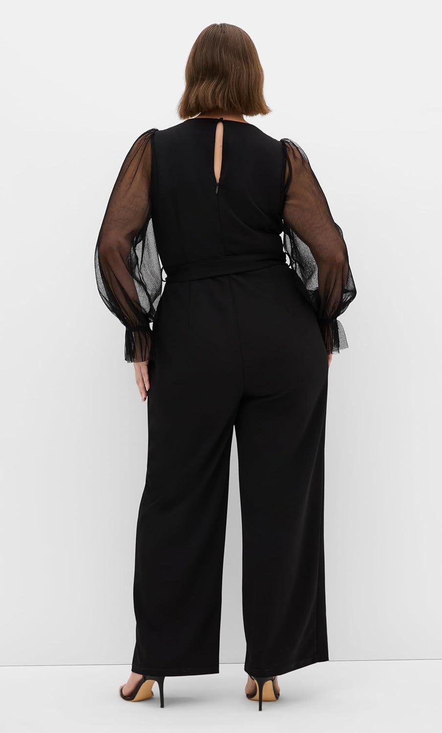 image:imageCity Chic Womens Plus Size Jumpsuit Alannah Mesh SleeveBlack