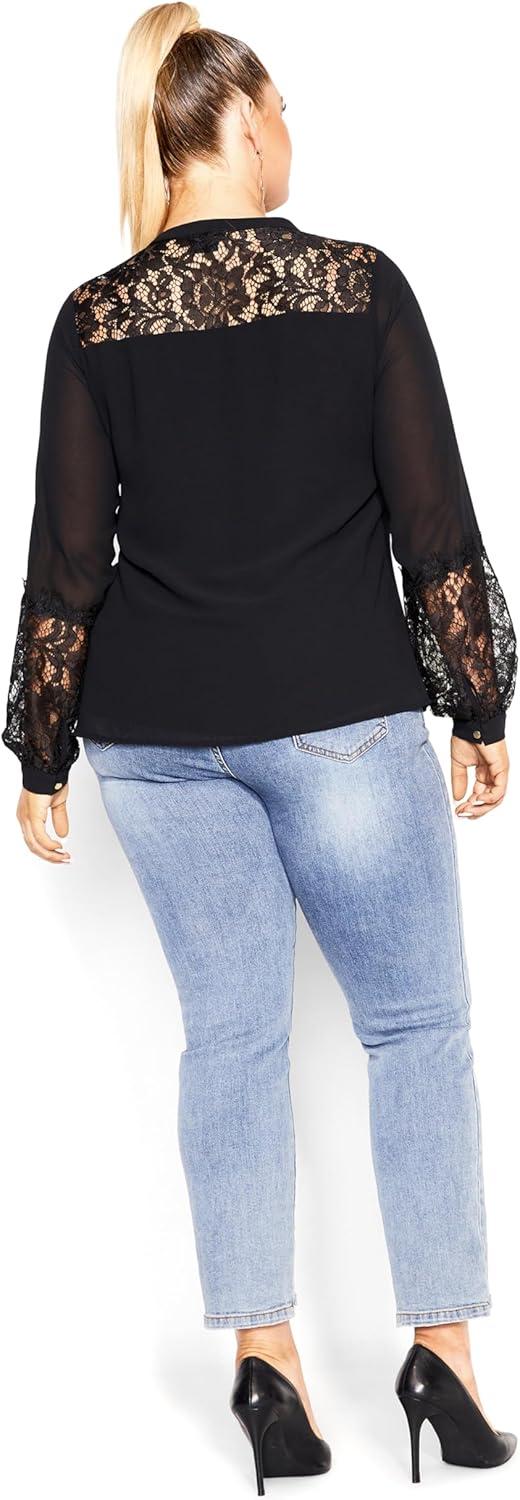 image:imageCity Chic Womens Plus Size Mysterious Lace TopBlack