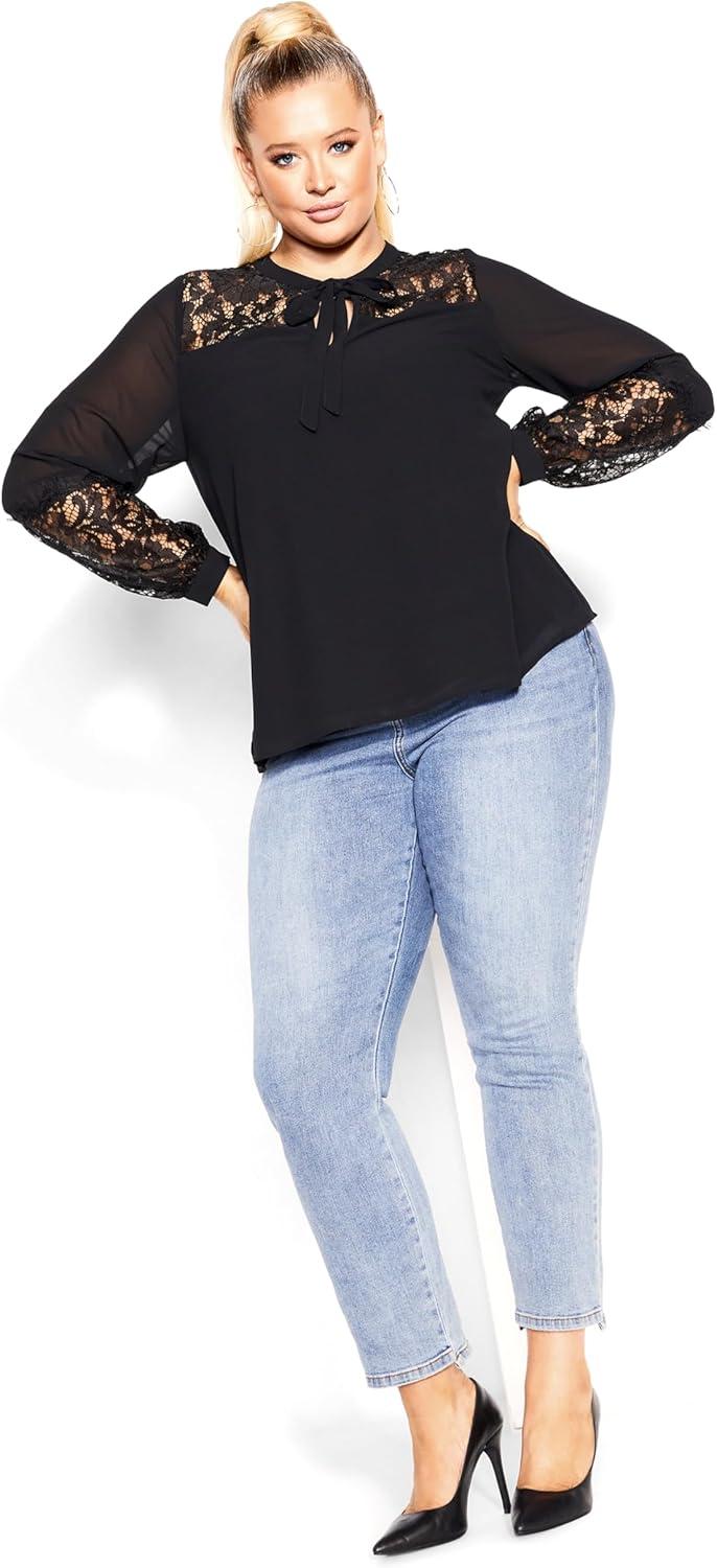 image:imageCity Chic Womens Plus Size Mysterious Lace TopBlack