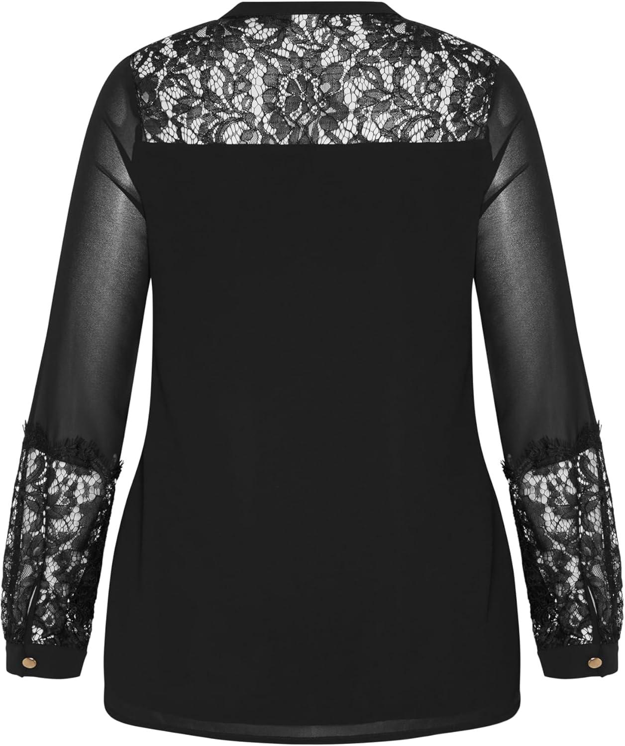 image:imageCity Chic Womens Plus Size Mysterious Lace TopBlack