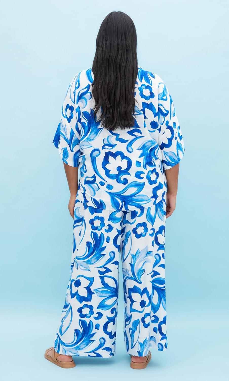 image:imageCity Chic Womens Plus Size Shirt Tie Print Button UpMykonos