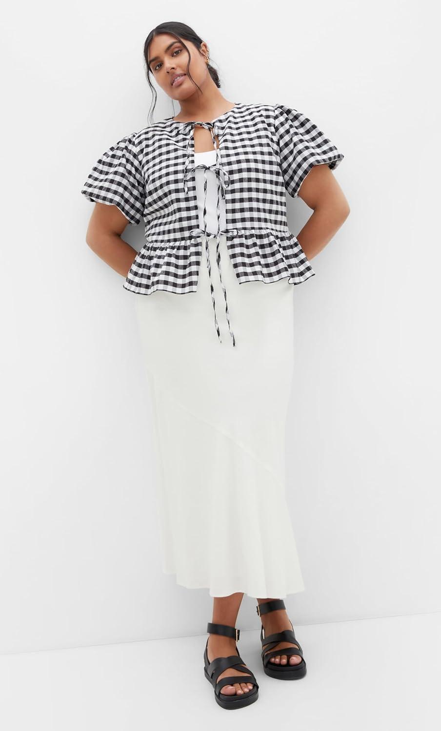 image:imageCity Chic Womens Plus Size Top JolieBlk Gingham