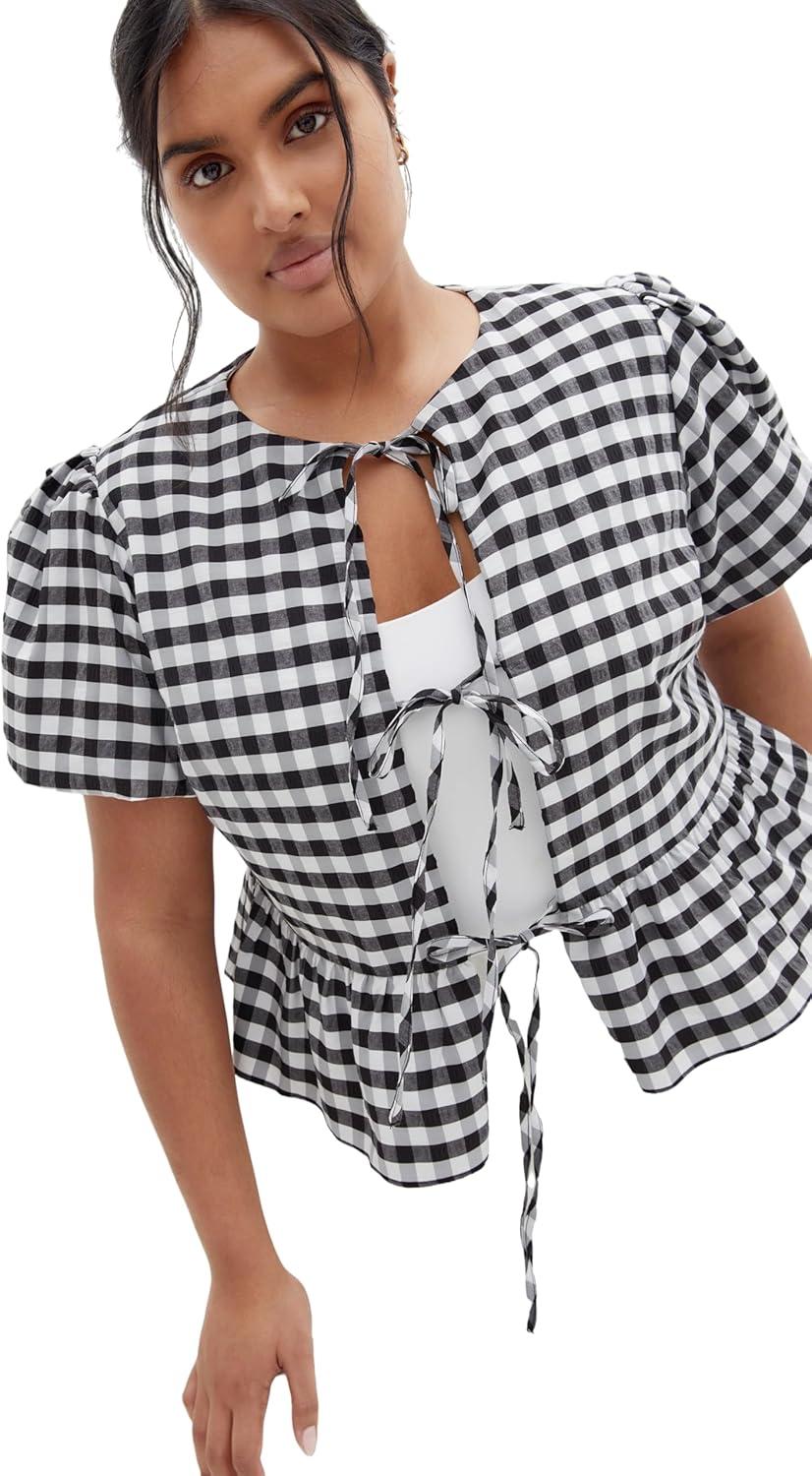 image:imageCity Chic Womens Plus Size Top JolieBlk Gingham
