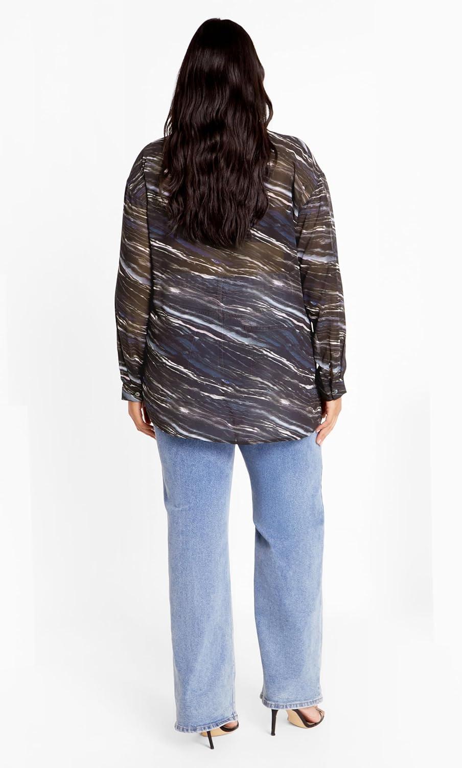image:imageCity Chic Womens Sheer Lover Print ShirtMarble