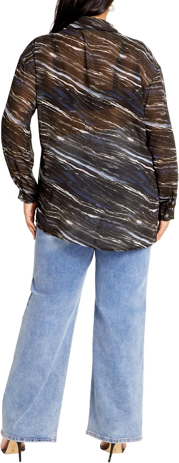 image:imageCity Chic Womens Sheer Lover Print ShirtMarble