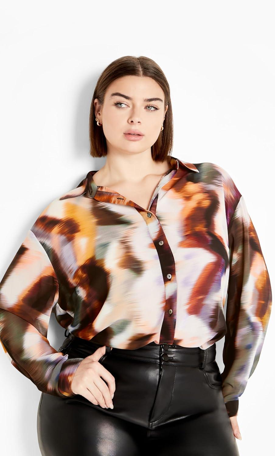 image:imageCity Chic Womens Sheer Lover Print ShirtMinerals