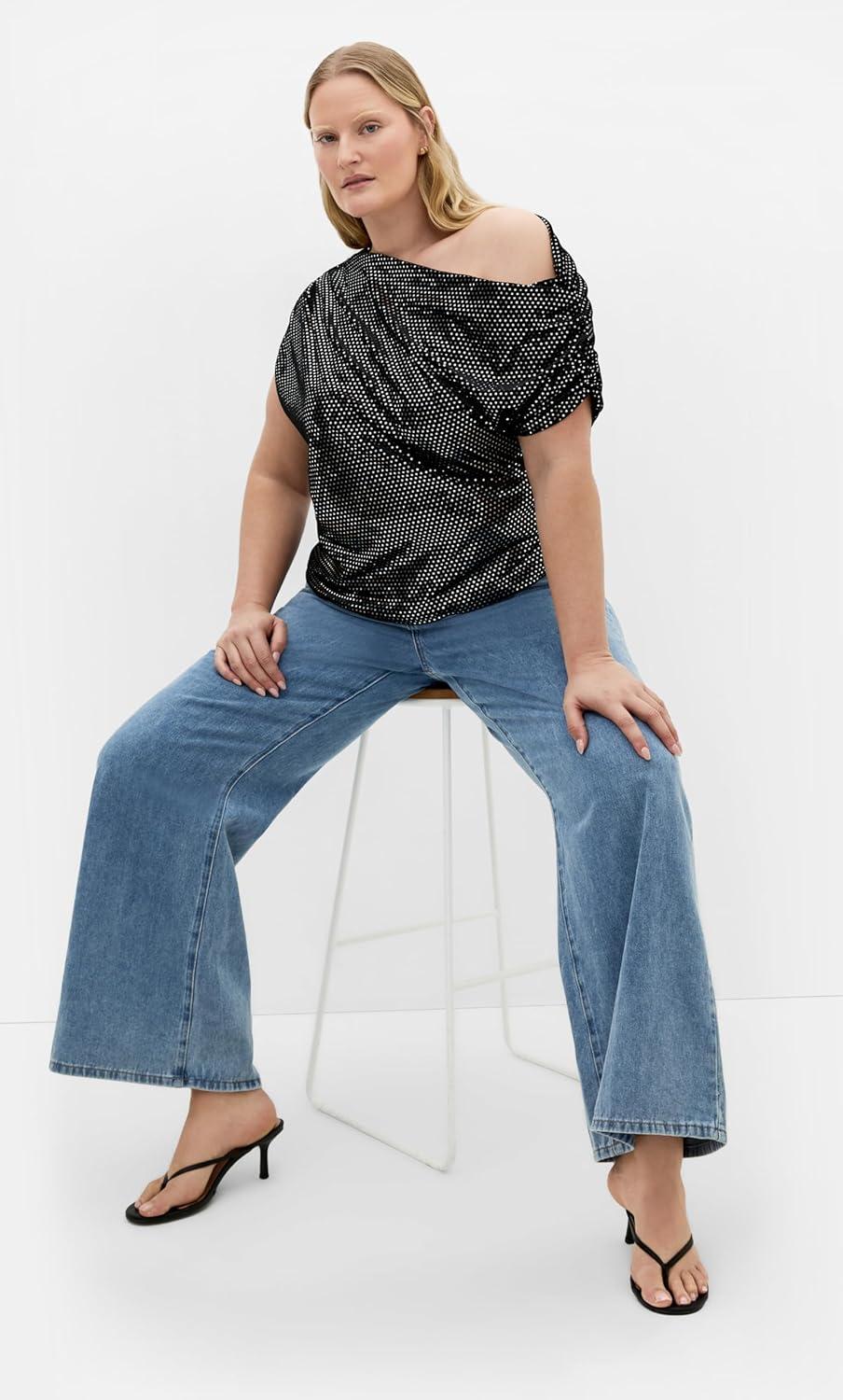image:imageCity Chic Womens Top Shimmy Off ShoulderBlack