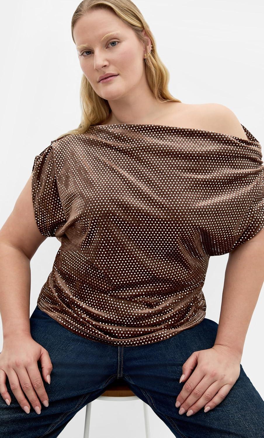 image:imageCity Chic Womens Top Shimmy Off ShoulderBronze