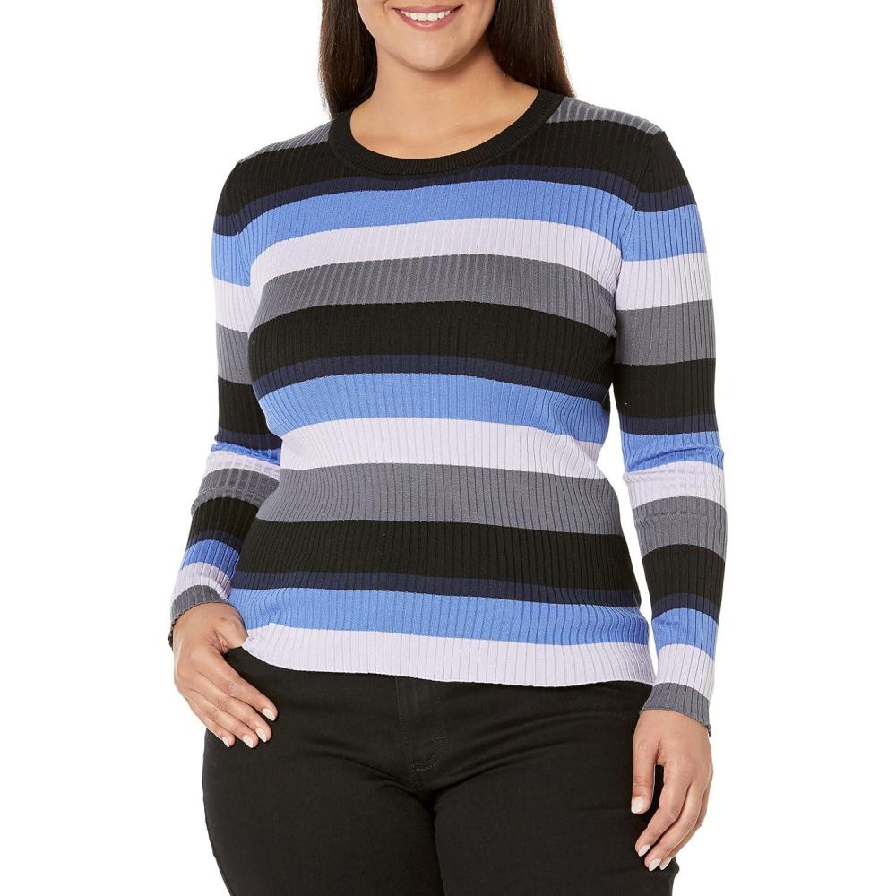 image:imageCity Chic CCX Womens Plus Size Sweater 70s StripeMulti Stripe