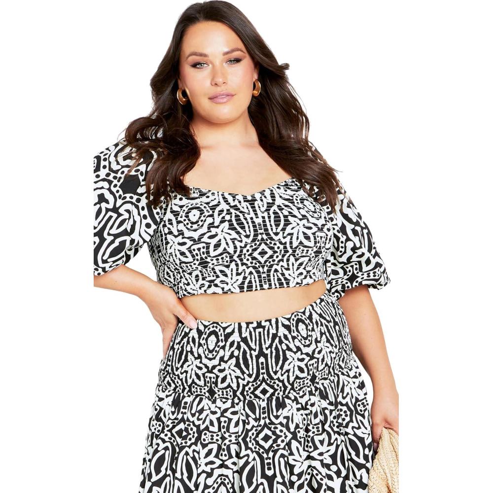image:imageCity Chic Plus Size Top Amari Puff Sleeve Fitted TopBlk Amari