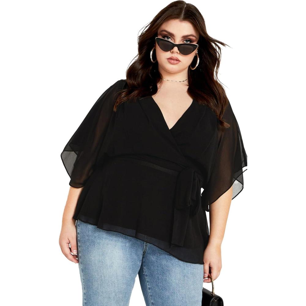 image:imageCity Chic Plus Size Top Elegant Wrap TopBlack