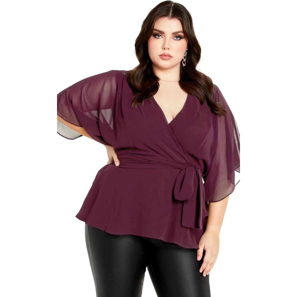 image:imageCity Chic Plus Size Top Elegant Wrap TopSpiced Plum