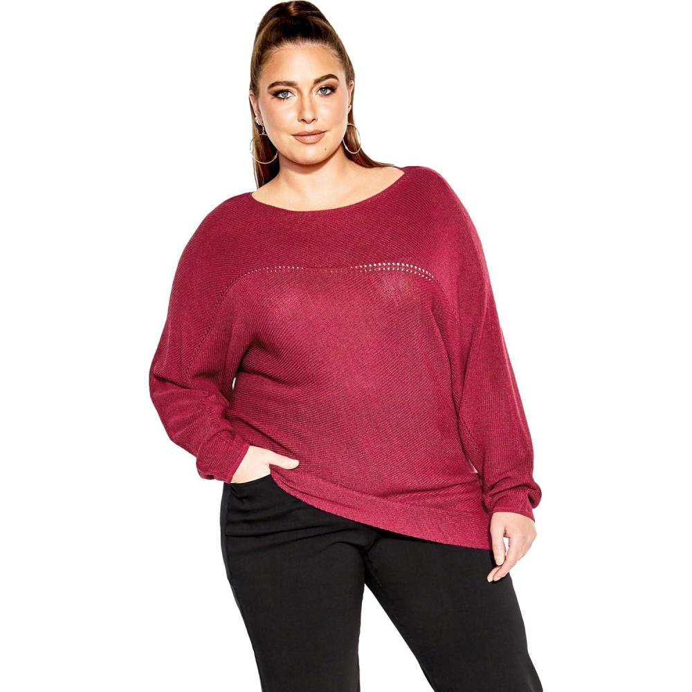 image:imageCity Chic Womens Plus Size Romance Wool Blend SweaterSangria