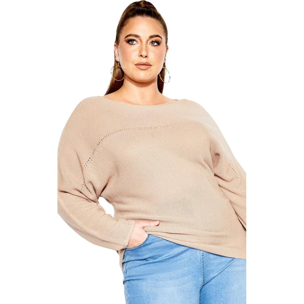image:imageCity Chic Womens Plus Size Romance Wool Blend SweaterSoft Sand