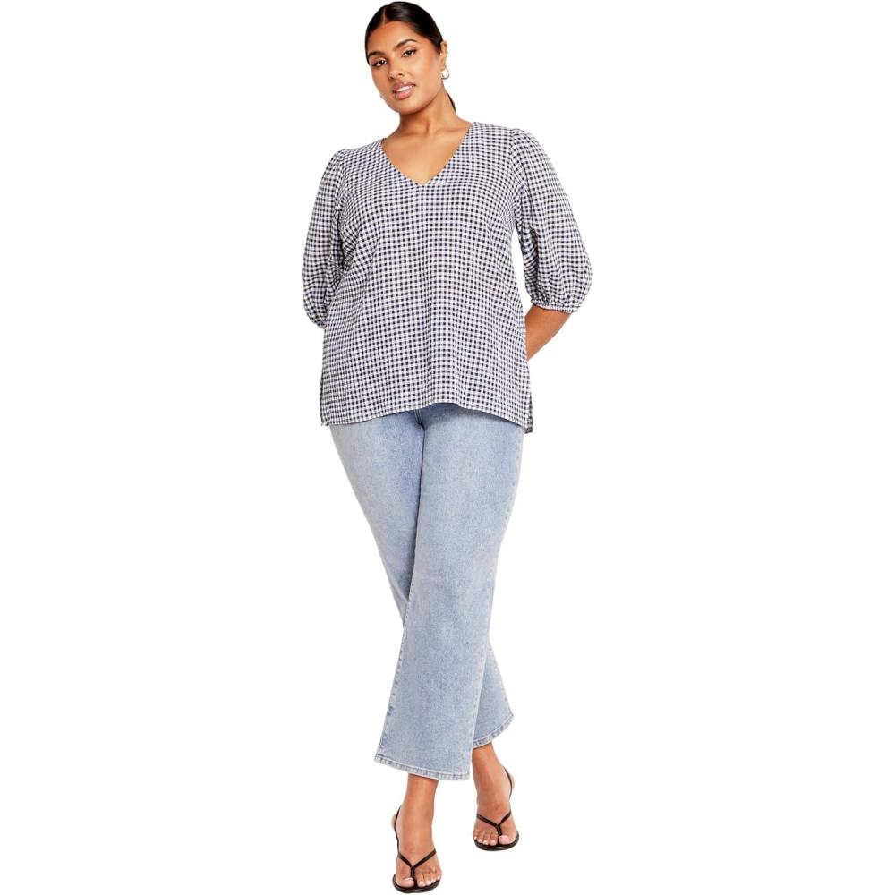 image:imageCity Chic Womens Plus Size Sasha TopNavy Check