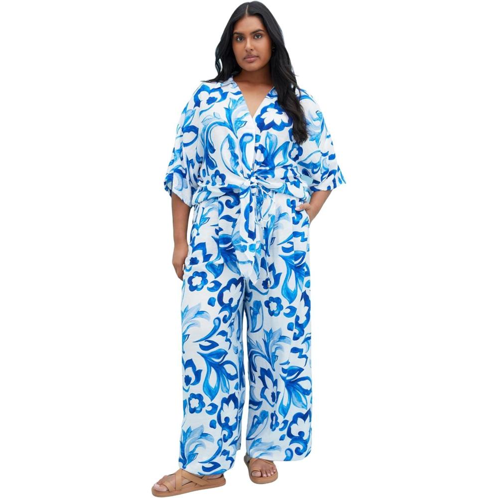 image:imageCity Chic Womens Plus Size Shirt Tie Print Button UpMykonos