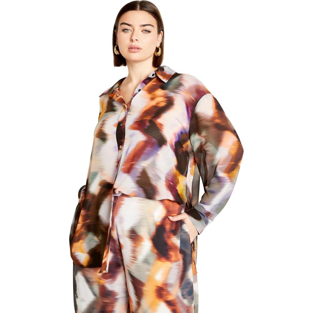 image:imageCity Chic Womens Sheer Lover Print ShirtMinerals