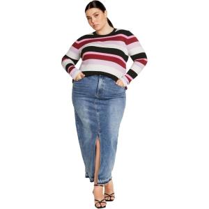 City Chic CCX Women’s Plus Size Sweater – 70’s Stripe(Candy Stripe)