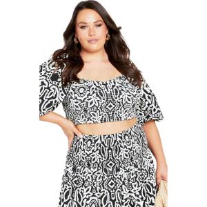 City Chic Plus Size Top, Amari Puff Sleeve Fitted Top(Blk Amari)