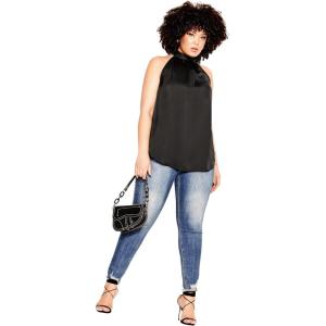 City Chic Women’s Citychic Plus Size Top Sexy Shine(Black)