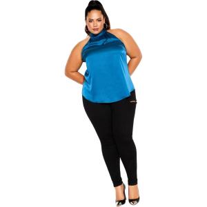 City Chic Women’s Citychic Plus Size Top Sexy Shine(Deep Teal)