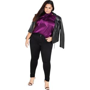 City Chic Women’s Citychic Plus Size Top Sexy Shine(Magenta)