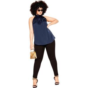 City Chic Women’s Citychic Plus Size Top Sexy Shine(Navy)