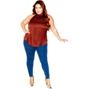 City Chic Women’s Citychic Plus Size Top Sexy Shine(Toffee)