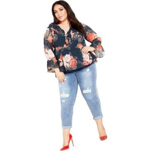 City Chic Women’s MYA Top(Navy Gardenia)