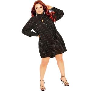 City Chic Women’s Plus Size Nailhead Tunic(Black)