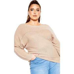 City Chic Women’s Plus Size Romance Wool Blend Sweater(Soft Sand)