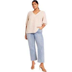 City Chic Women’s Plus Size Sasha Top(Natural Check)