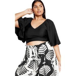City Chic Women’s Plus Size Top – Peta(Black)