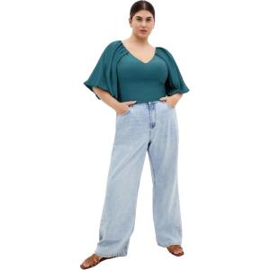 City Chic Women’s Plus Size Top – Peta(Foliage Green)