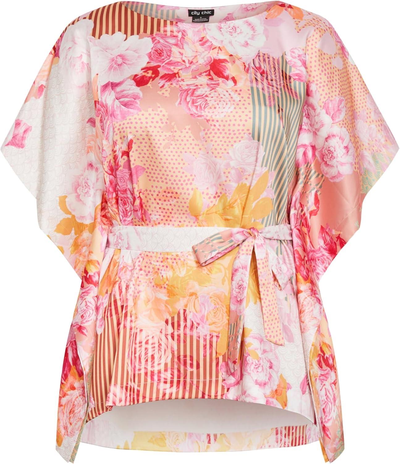 image:imageCity Chic Womens Plus Size TopSunset PrintSunset Rose