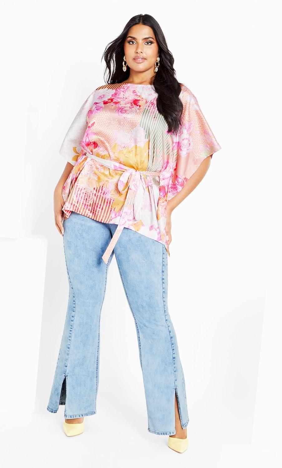 image:imageCity Chic Womens Plus Size TopSunset PrintSunset Rose