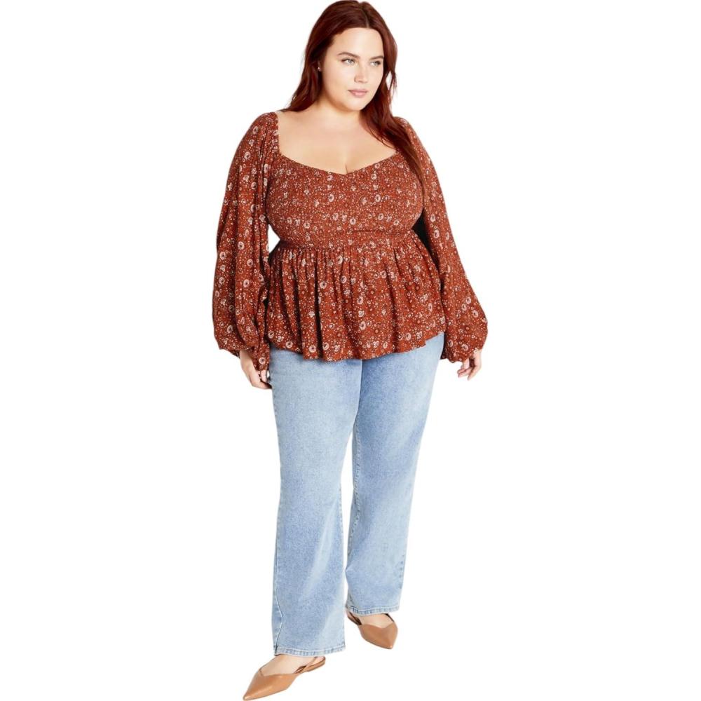 image:imageCity Chic Womens Plus Size Dahlia TopSpice Ditsy