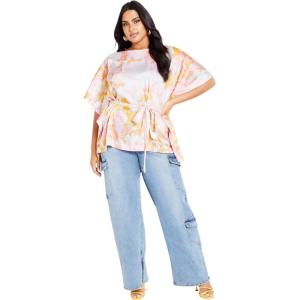 City Chic Women’s Plus Size Top-Sunset Print(Sunset Haze)