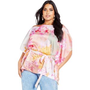 City Chic Women’s Plus Size Top-Sunset Print(Sunset Rose)