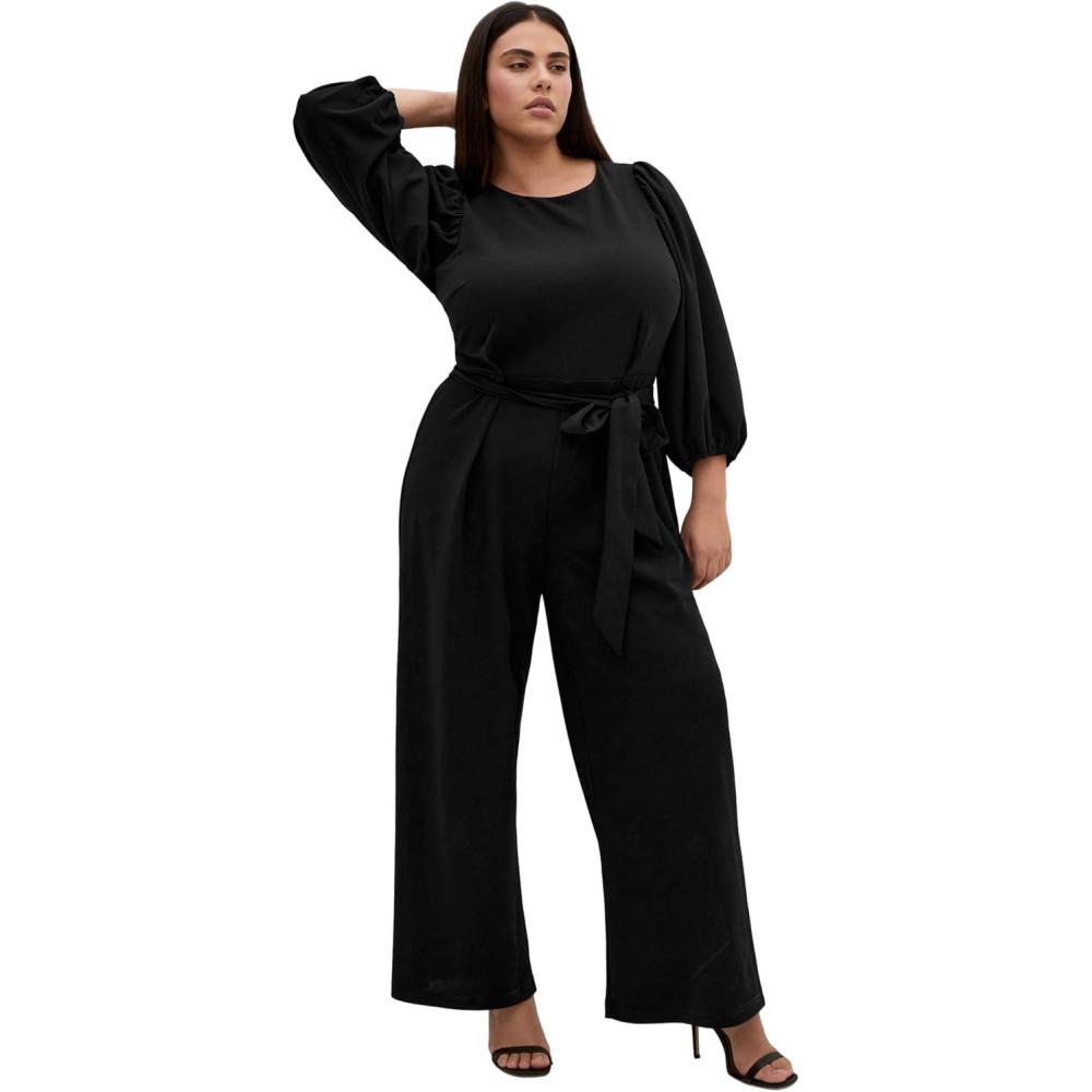 image:imageCity Chic Womens Plus Size Jumpsuit  Tahlia Wide LegBlack