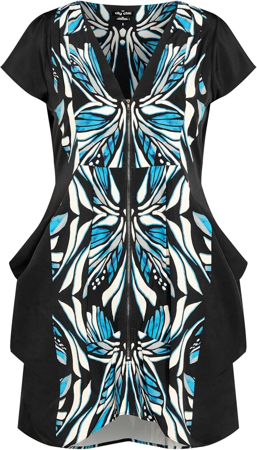 image:imageCity Chic Nadia Zip TunicTealBlack Mir Flight