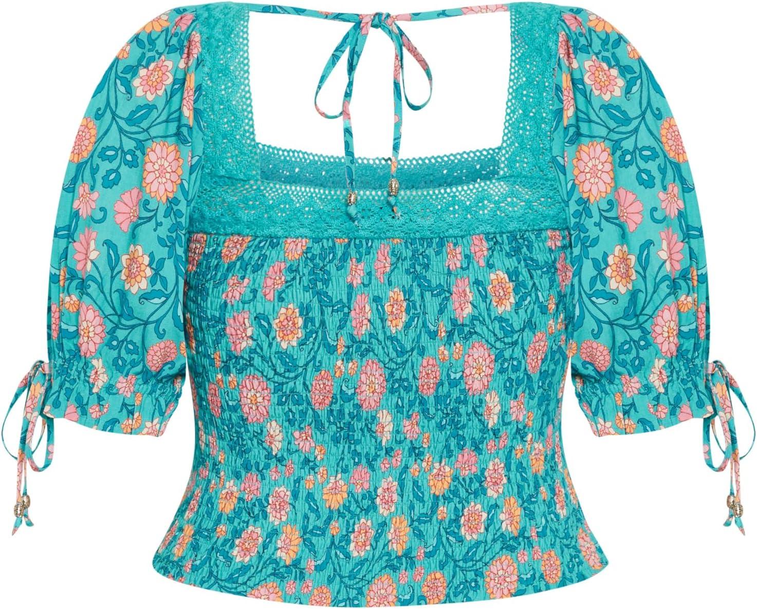 image:imageCity Chic Womens Plus Size Aurora Print TopTurquoise