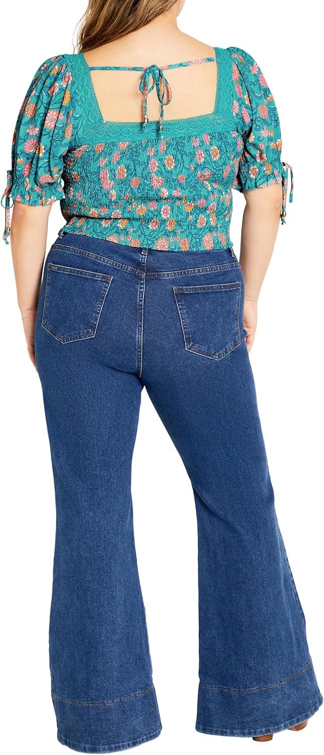 image:imageCity Chic Womens Plus Size Aurora Print TopTurquoise