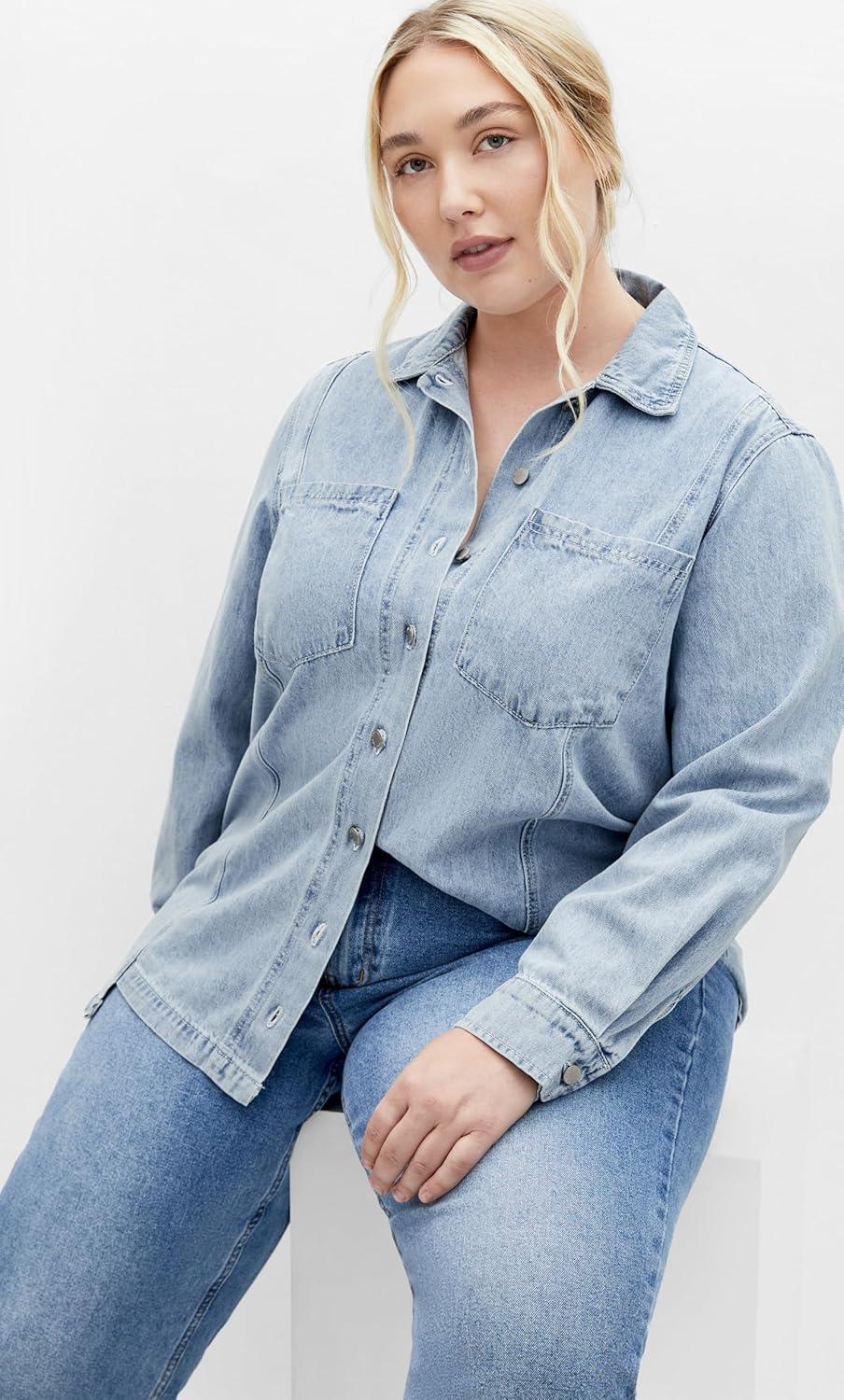 image:imageCity Chic Womens Plus Size Shirt Liv DenimDenim Mid